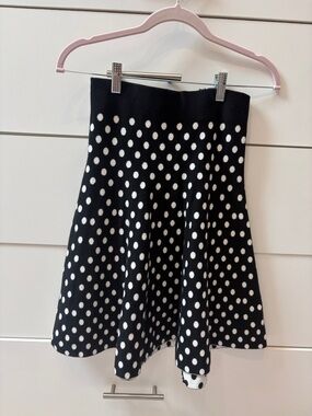 Maeve Black and White Polka Dot Skater Skirt